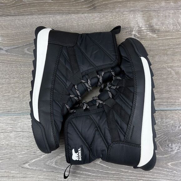 Sorel Whitney II Short Lace Warm Waterproof Little Girl Sz 3 Black Snow Boots - Picture 9 of 12